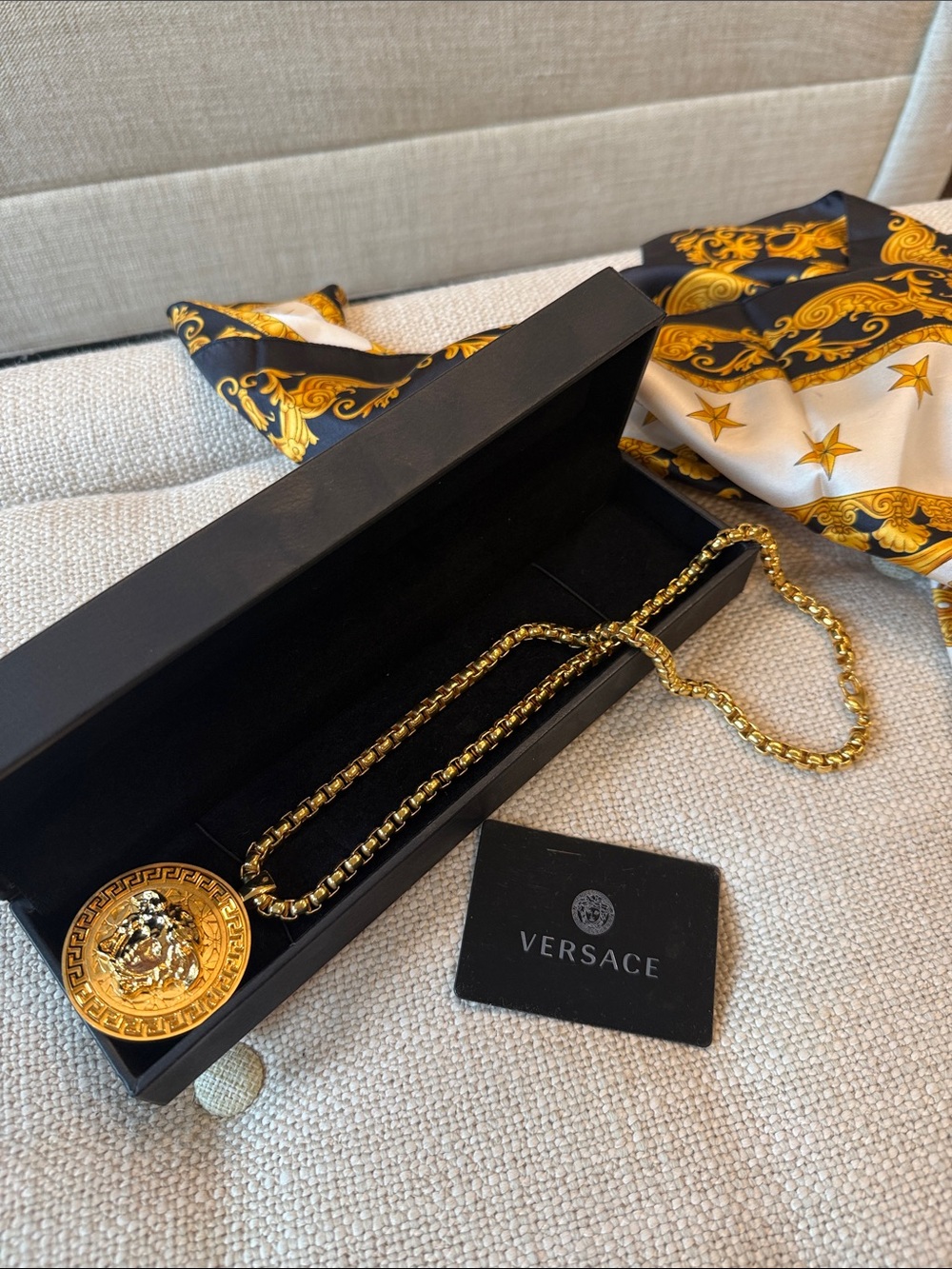 Versace Gold-Tone Medusa Coin Necklace